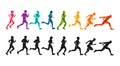 Running marathon, people run, colorful poster. Vector illustration background silhouette sport Royalty Free Stock Photo
